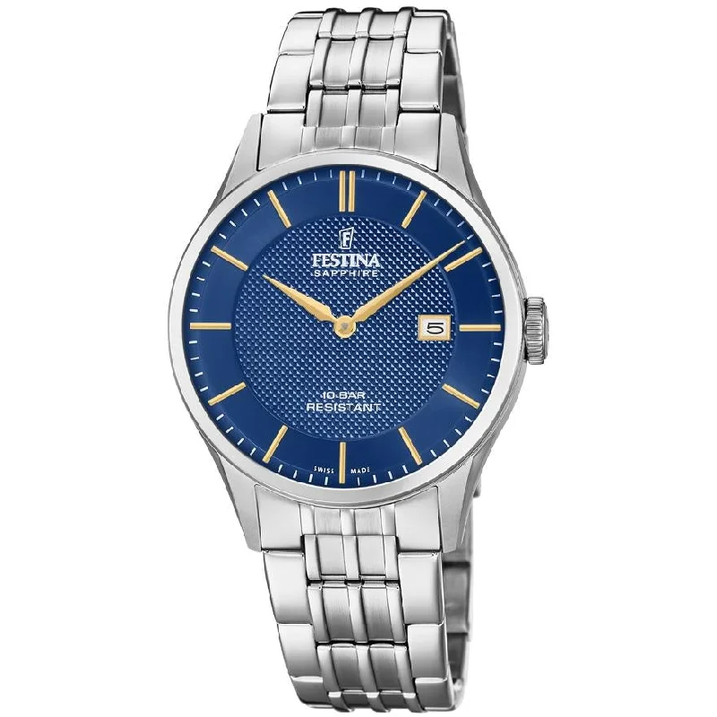 Men's Luxury Dress Watches-Festina F20005/3 Men's Blue Swiss Made Watch