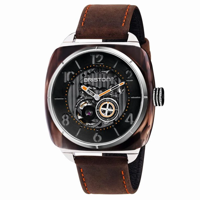 Men's Field Watches Hybrid Edition-Briston Brown Streamliner Skeleton Automatic Watch 201042.SA.BR.1.CH