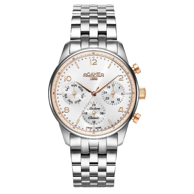 Men's Round Case Style Men's Watches-Roamer 509902 49 24 20 Modern Classic Men's Silver Watch