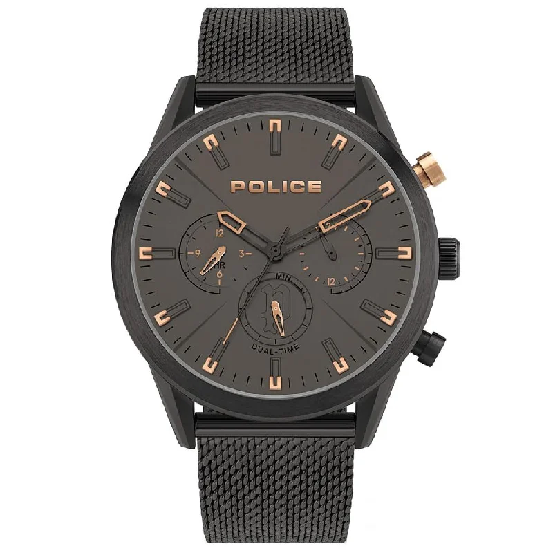 Men's American Made Dress Watches-Police Black Silfra Watch 16021JSB/79MM