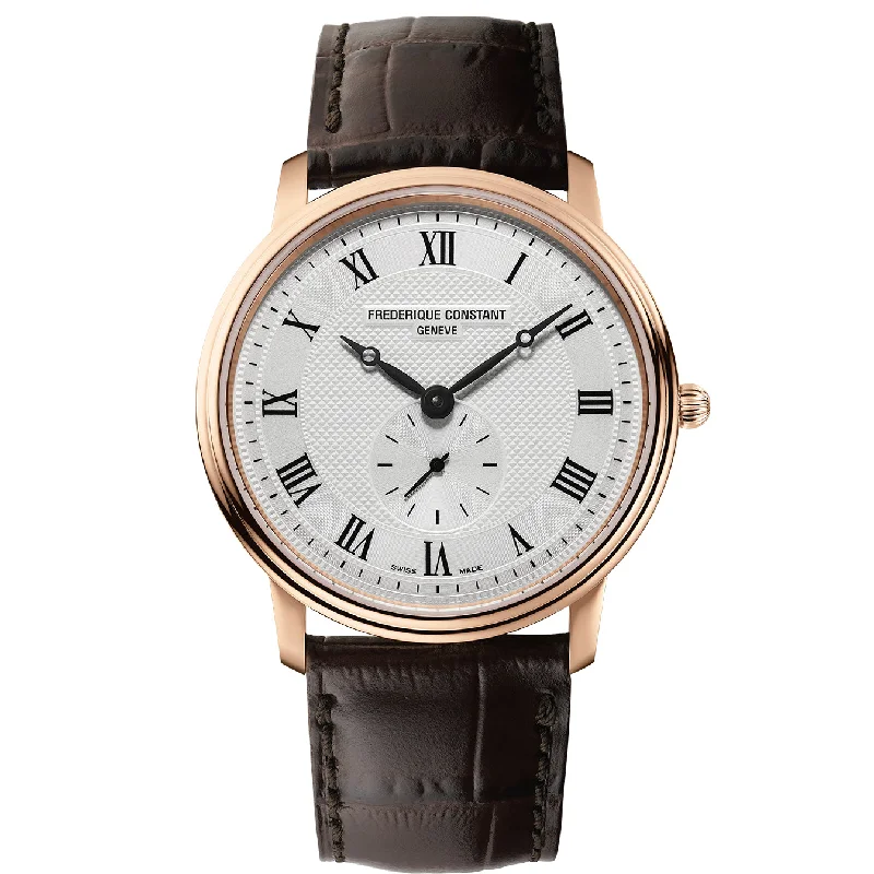 Men's Fashionable Style Dress Watches-Frederique Constant Men's Fc Slimline Small Seconds Brown Watch FC-235M4S4