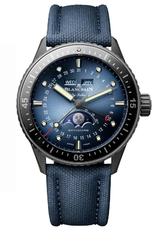 Men's Gift Dress Watches-Blancpain Fifty Fathoms Bathyscaphe Complete Calendar Ceramic 5054 0140 O52A