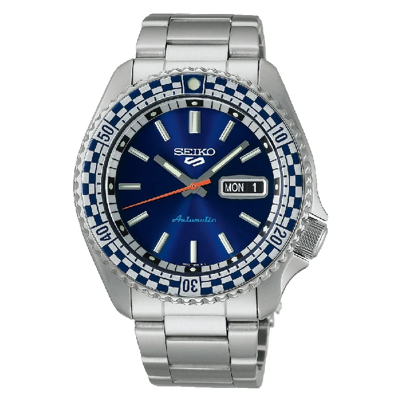 Men's Date Night Style Men's Sports Watches-Orologio Seiko 5 Sports SRPK65K1 blu e ghiera a scacchi Men's Date Night Style Men's Sports Watches-Orologio Seiko 5 Sports SRPK65K1 blu e ghiera a scacchi