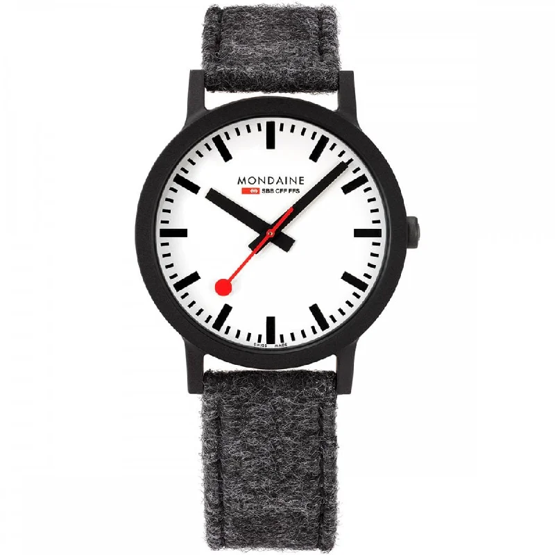Unisex Minimalist Design Watches-Mondaine Watch Essence Black Grey MS1.41110.LH.SET