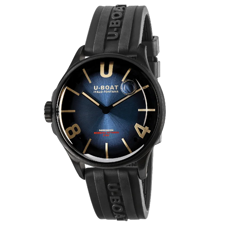 Men's Swiss Solar Powered Edition-U-Boat Watch Darkmoon 40 Blue Soleil Black PVD 9020/B