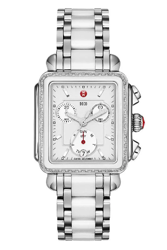 Men's Quartz Movement Design Dress Watches-Michele Deco Diamond Ceramic MWW06P000188
