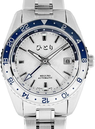 Men's Thick Case Dress Watches-Meguro GMT Fuyu White