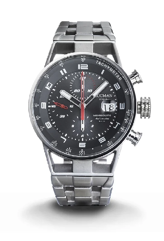 Men's Sophisticated Style Sports Watches-Locman Montecristo Chrono automatico antracite acciaio 0516A07S-00GYRDB0