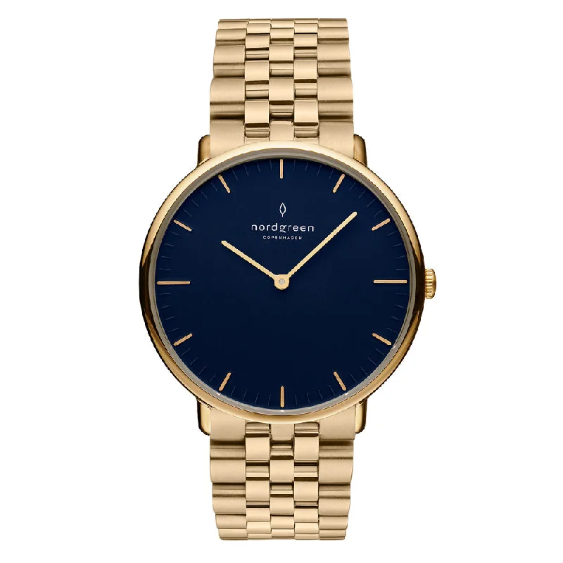 Men's Modern Design Dress Watches-Nordgreen Native Gold Stainless Steel 36mm Gold Case Watch