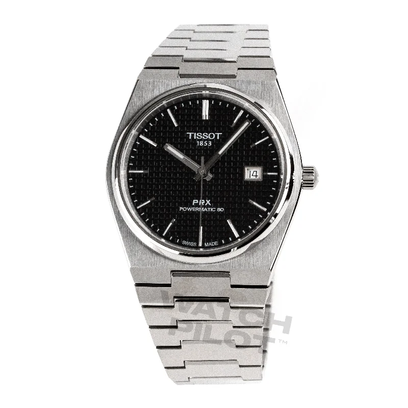Men's Medium Size Style Dress Watches-Tissot Prx Powermatic 80 Men's Black Watch T1374071105100
