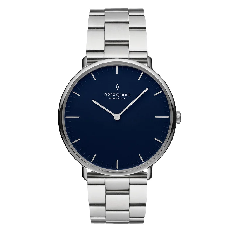 Men's Christmas Gift Dress Watches-Nordgreen Native Silver Stainless Steel 40mm Silver Case Watch