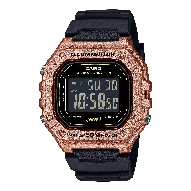 Unisex Handmade Design Watches-Casio Watch Chronograph Digital Black Bronze W-218HM-5BV