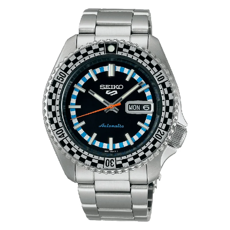 Men's Oval Case Sports Watches-Orologio Seiko 5 Sports SRPK67K1 retrò bandiera a scacchi