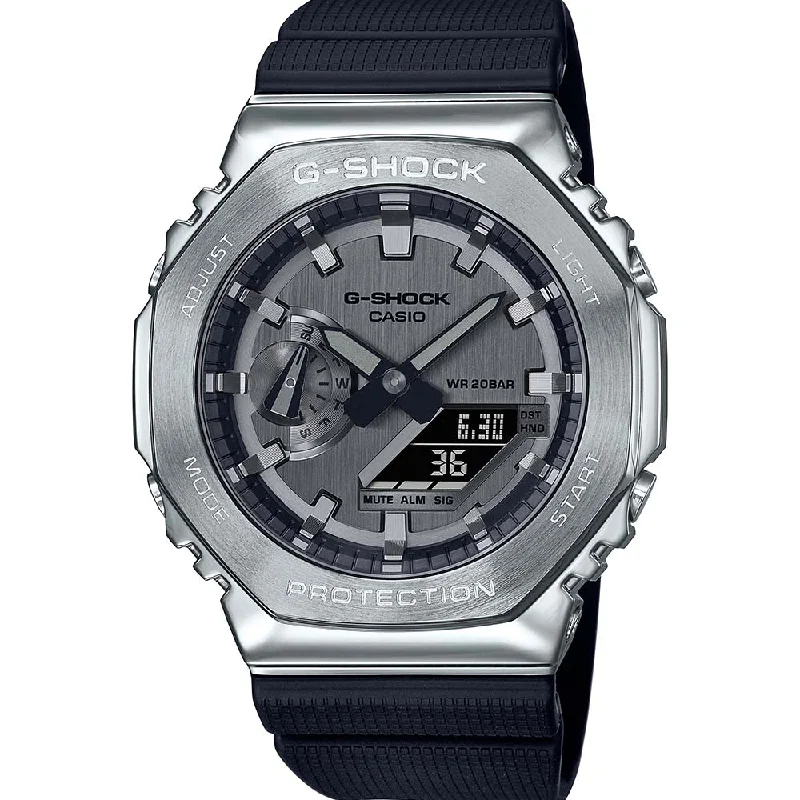 Men's Wedding Design Digital Watches-G-Shock GM2100-1A Metal Covered Silver 'CasiOak'
