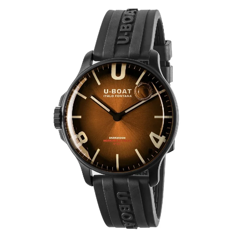 Men's Swiss Smart Edition-U-Boat Watch Darkmoon 44 Elegant Brown IP Black 8699/B