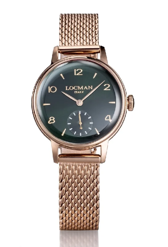 Women's Office Wear Style Mechanical Watches-Locman 1960 donna verde dorato rosa con secondi 0258R03R-RRGRRGBR Women's Office Wear Style Mechanical Watches-Locman 1960 donna verde dorato rosa con secondi 0258R03R-RRGRRGBR