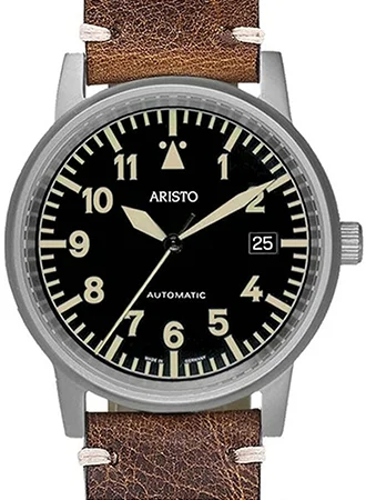 Men's Field Watches Skin-Friendly-Vintage Aviator Grey Leather 3H100 - Signature - Sapphire