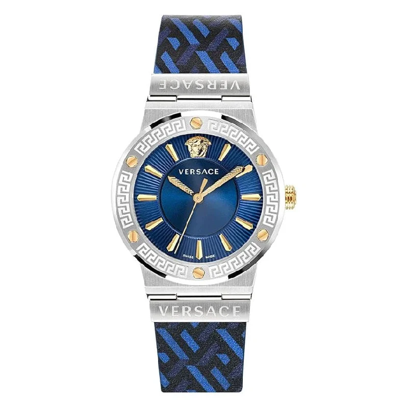 Men's Swiss Watch Discount-Versace Ladies Watch Greca 38mm Logo Blue VEVH01421