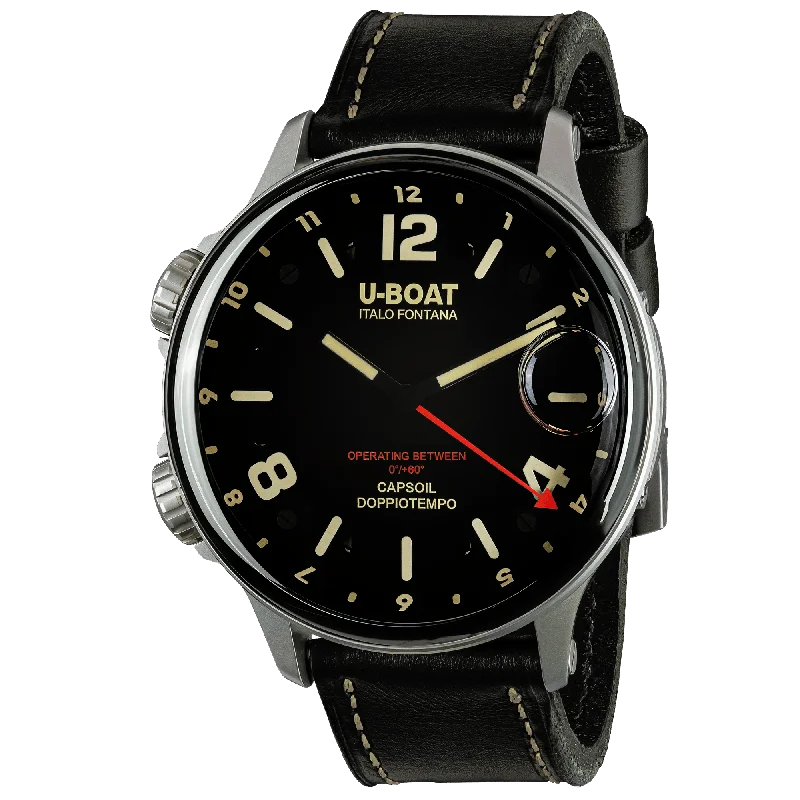 Men's Swiss Occasional Edition-U-Boat Men's Watch Capsoil Doppiotempo 55mm Silver Beige Rehaut 9672