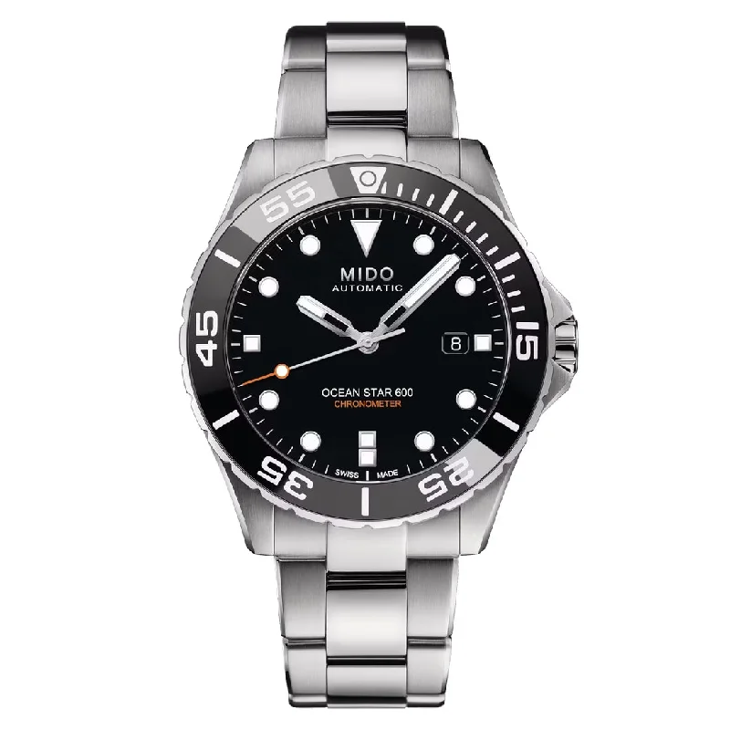 Men's Party Wear Style Sports Watches-Orologio Mido Ocean Star 600 Chronometer ghiera ceramica nera