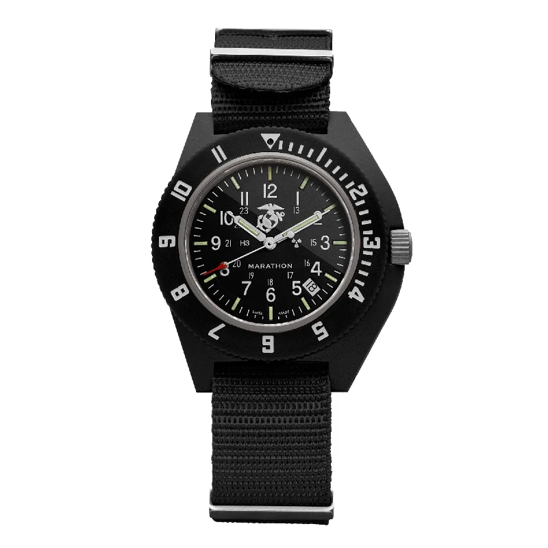 Men's Field Watches Straps-41mm Official USMC Black Pilot's Navigator with Date (Quartz)