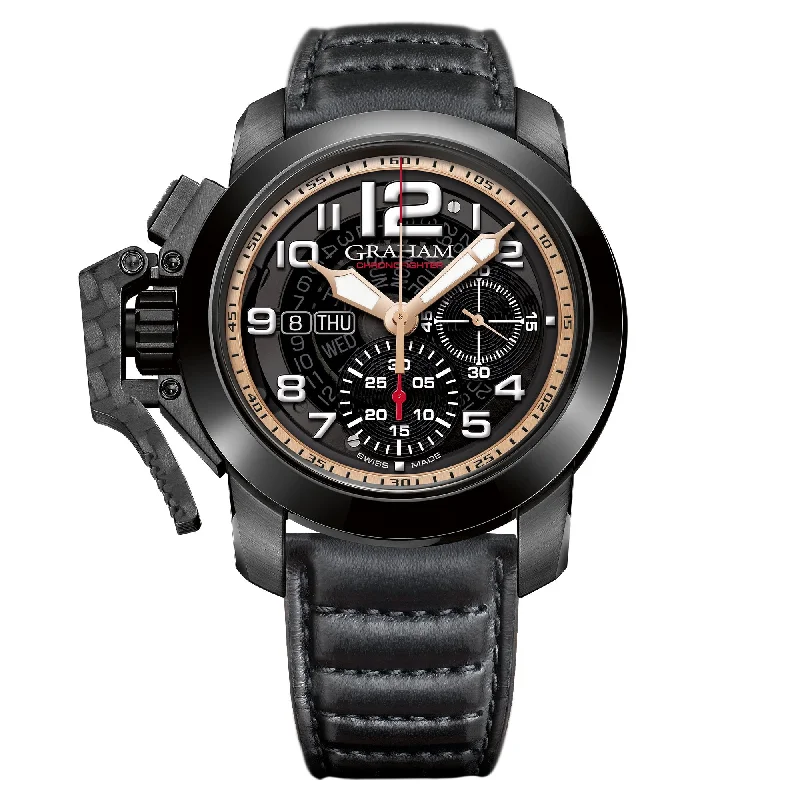 Men's Field Watches Design-Graham Black Chronofighter Steel Target Watch 2CCAU.B31A