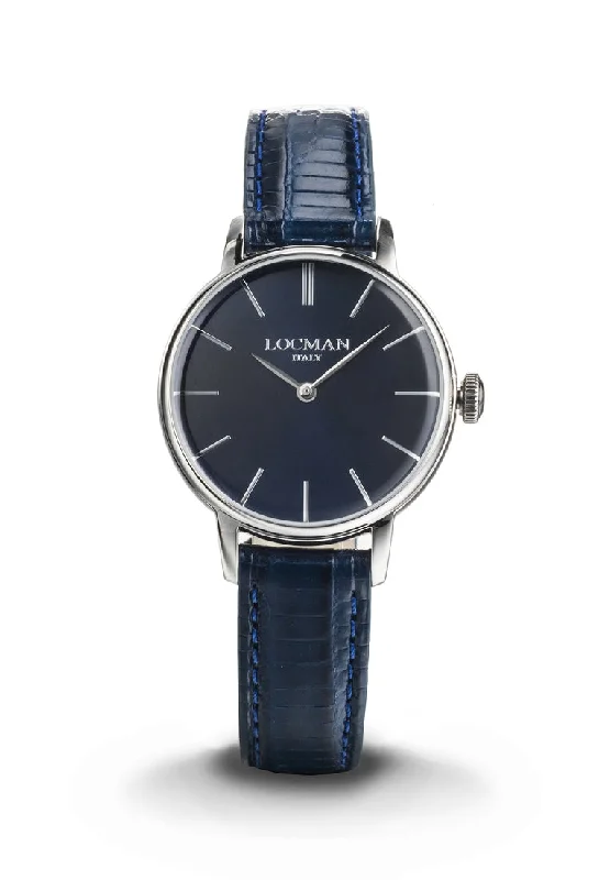 Women's Swiss Made Style Mechanical Watches-Locman 1960 donna blu pelle blu 0253A02A-00BLNKPB