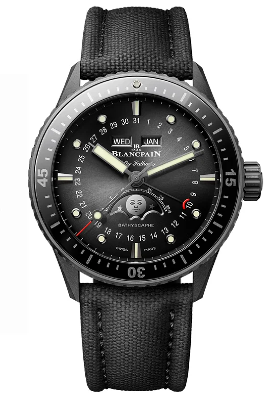 Men's Wedding Dress Watches-Blancpain Fifty Fathoms Bathyscaphe Complete Calendar Ceramic 5054 0130 B52A