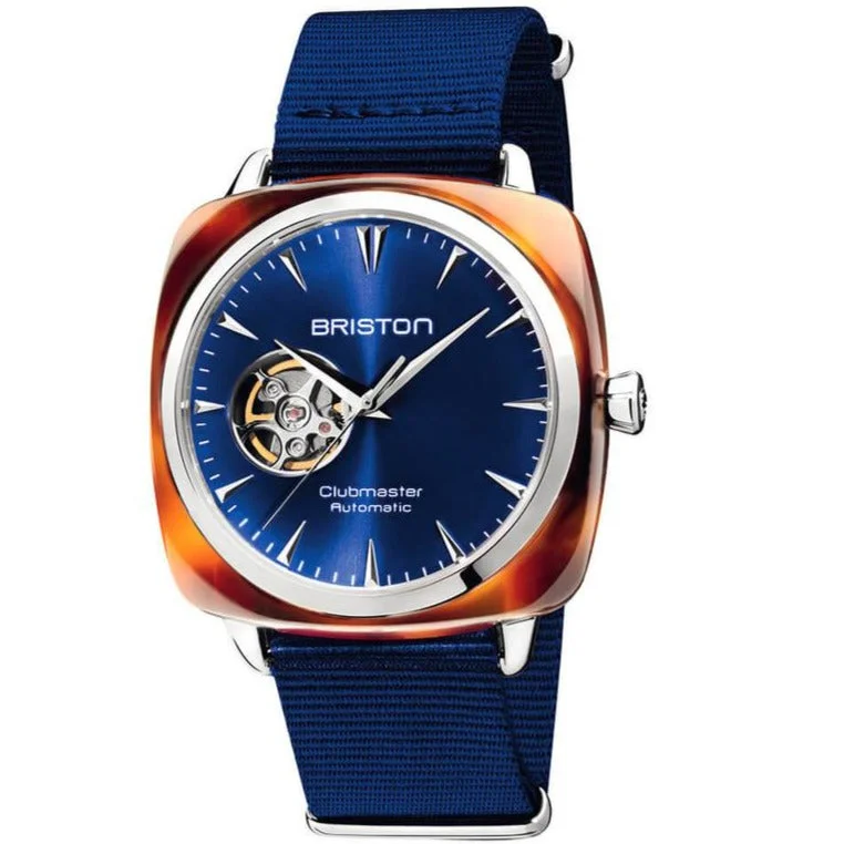 Men's New Year's Eve Dress Watches-Briston Blue Clubmaster Iconic Automatic Watch 19740.SA.TI.9.NNB