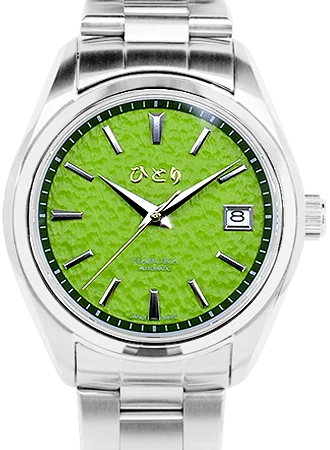 Men's Round Case Dress Watches-Habuka 39 Deluxe Hakone Green (すべて金)