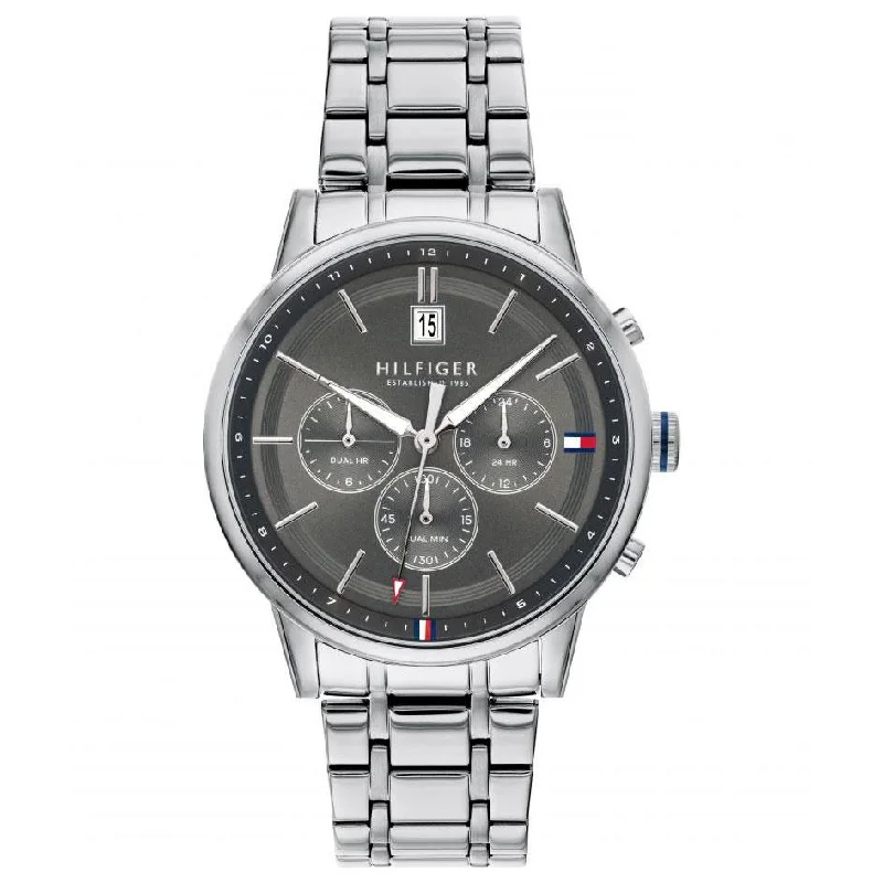 Men's Casual Wear Dress Watches-Tommy Hilfiger 1791632 Men's Kyle Silver Chronograph Watch