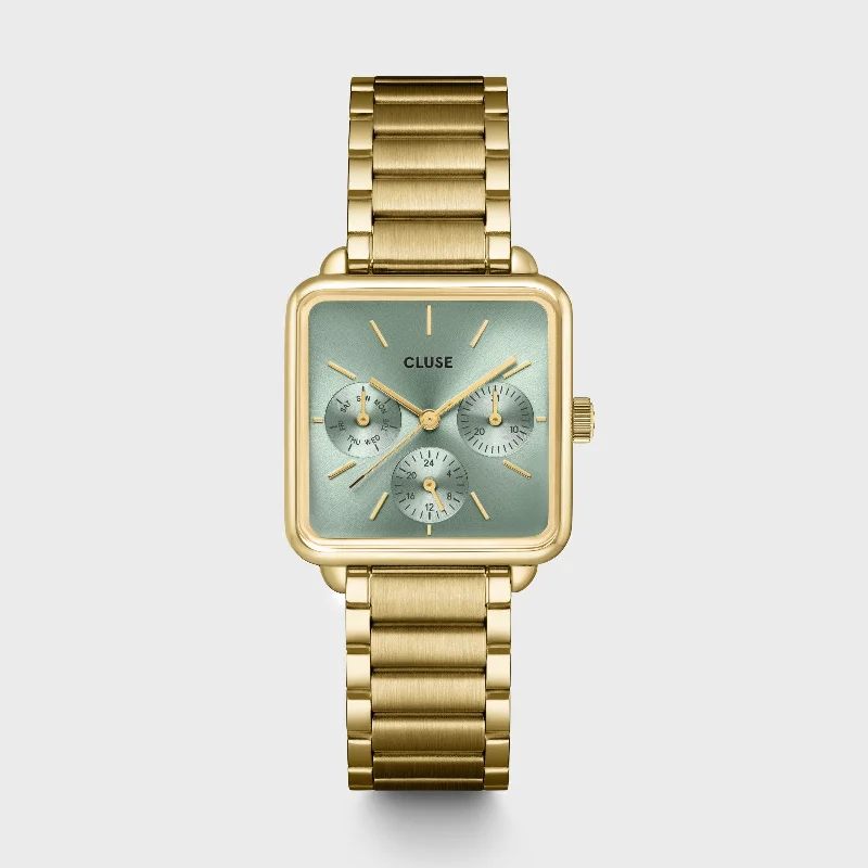 Women's Summer Style Mechanical Watches-La Tétragone Multifunction Watch Steel, Sage Green, Gold Colour