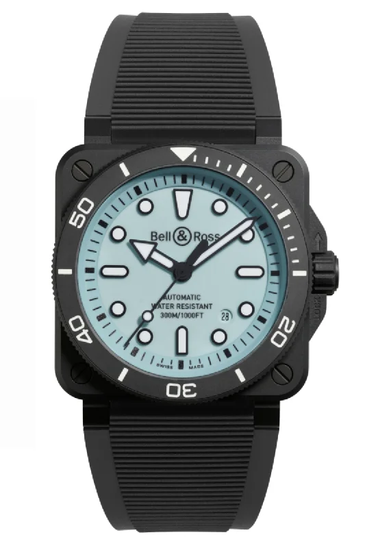 Men's New Year's Eve Dress Watches-Bell & Ross BR03 Full Lume Diver 42mm Ceramic BR03A-D-LM-CE/SRB