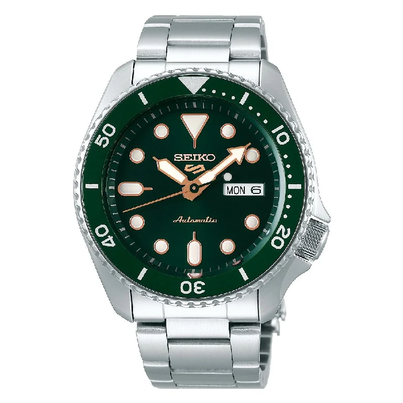 Men's Unique Shape Sports Watches-Orologio da uomo Seiko 5 sports SRPD63K1 verde e oro rosa Men's Unique Shape Sports Watches-Orologio da uomo Seiko 5 sports SRPD63K1 verde e oro rosa