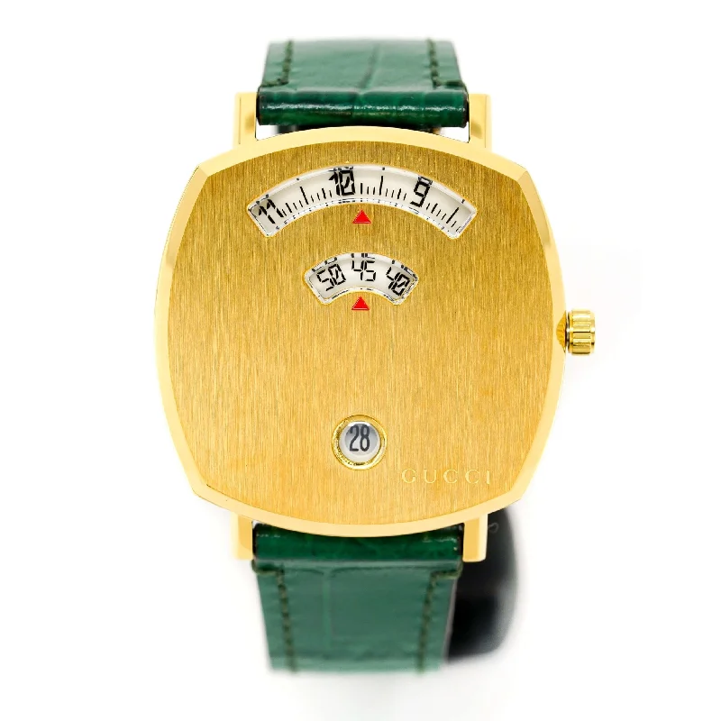 Unisex Date Night Design Watches-Gucci Watch Grip 35mm Yellow Gold Green