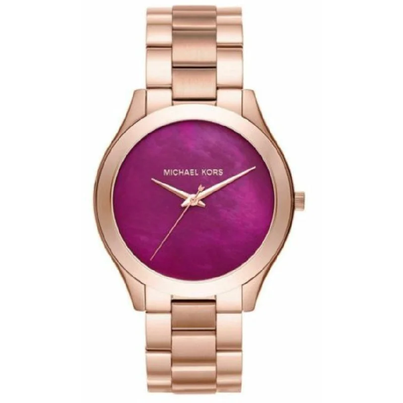 Men's Engagement Style Dress Watches-Michael Kors MK3550 Ladies Slim Runway Rose Gold Plum Watch