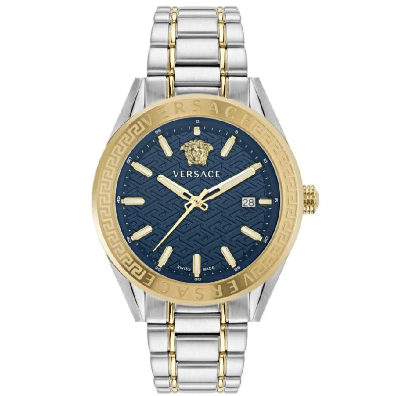 Men's Swiss Solar Powered Edition-Versace V-Code Men's Silver Watch VE6A00523