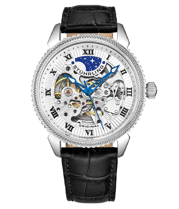 White Dial / Silver Case / Black Leather Strap Silver Tang Buckle