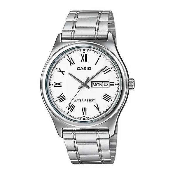 Unisex Tonneau Case Style Watches-Casio Unisex Silver Watch MTP-V006D-7BUDF