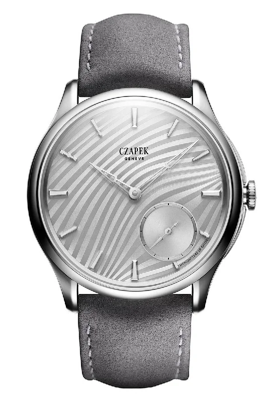 Men's Thin Case Style Dress Watches-Czapek Promenade Plissé Pearl White