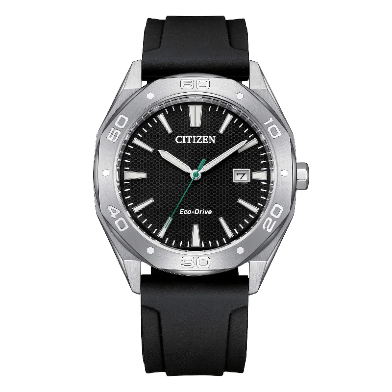 Men's Office Wear Style Men's Sports Watches-Orologio Citizen Active Sport acciaio con cinturino in gomma nero BM7631-01E