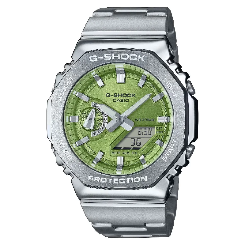 Men's Engagement Style Sports Watches-Orologio G-Shock acciaio GM-2110D-3AER quadrante verde