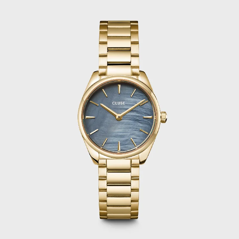 Women's Engagement Style Mechanical Watches-Féroce Mini Watch Steel, Blue Pearl, Gold Colour