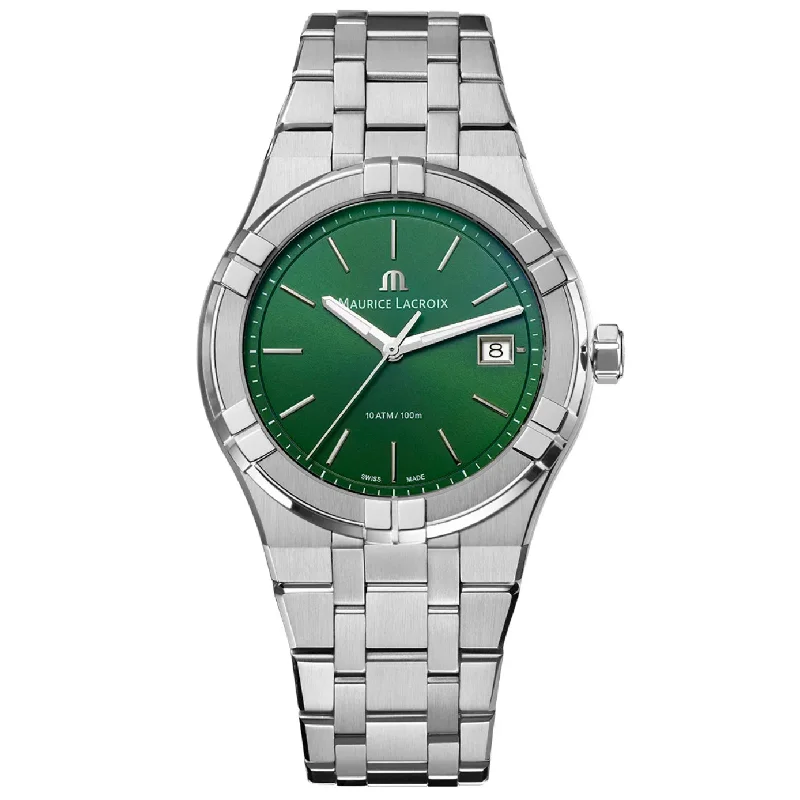 Men's Swiss Hybrid Edition-Maurice Lacroix Men's Green Aikon Quartz Watch AI1108-SS002-630-1 Men's Swiss Hybrid Edition-Maurice Lacroix Men's Green Aikon Quartz Watch AI1108-SS002-630-1