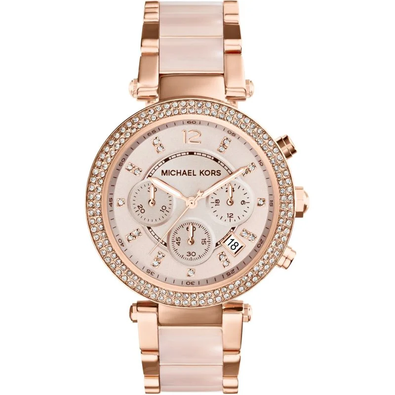 Men's Office Wear Design Dress Watches-Michael Kors MK5896 Ladies Parker Rose Gold Chronograph Watch