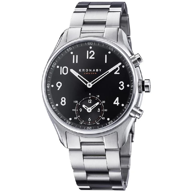Men's Entry-Level Slim Watches-Kronaby S1426/1 Men's Black Apex Hybrid Smartwatch