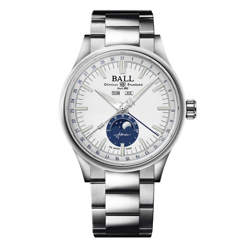 Men's Swiss Everyday Wear Edition-Ball Men's Watch Engineer II Moon Calendar White NM3016C-S1J-WH Men's Swiss Everyday Wear Edition-Ball Men's Watch Engineer II Moon Calendar White NM3016C-S1J-WH