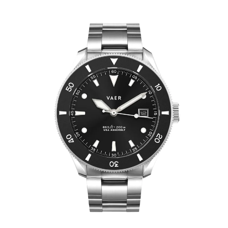 Men's Dive Watches with Silicon Strap -D4 Meridian - Black Matte USA Solar 42mm