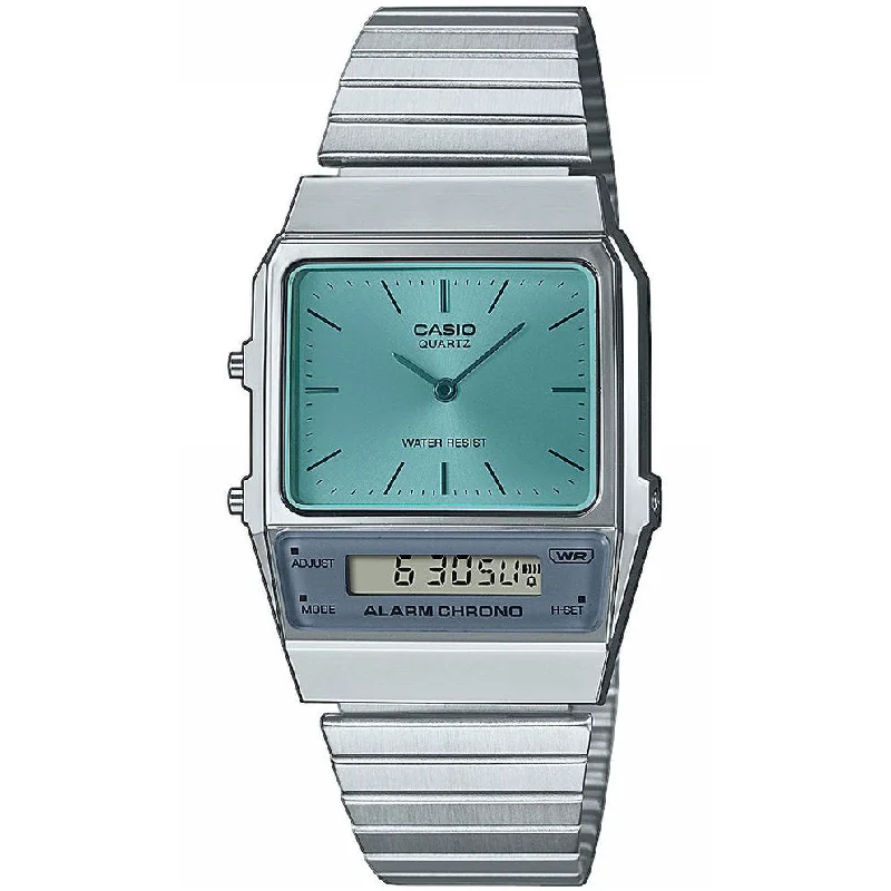 Unisex Luxury Design Watches-Casio Vintage Edgy Men's Silver Watch AQ-800EC-2AEF