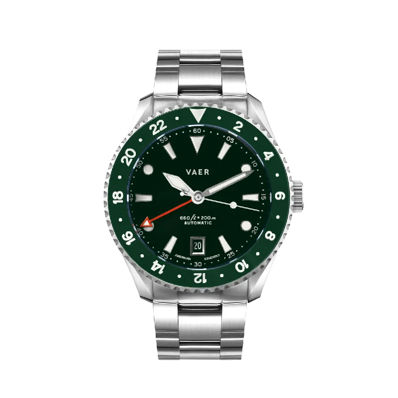 Men's GMT Watches with Adjustable Clasp -​G5 Meridian Green - 39mm USA GMT